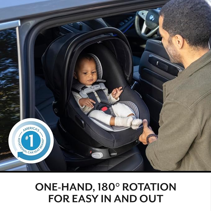 Evenflo Revolve180 LiteMax NXT Rotating Rear-Facing Lightweight Preemie and Infant Car Seat 3-30lbs with Green & Gentle. Easy Install with Base (Anchor Gray)
