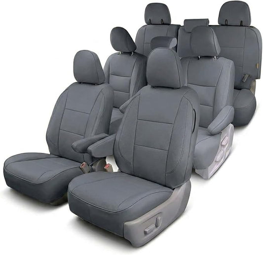 FH Group Custom Fit Car Seat Covers Specifically Made for 2011-2020 Toyota Sienna 8 Passenger, Full Set Solid Gray Faux Leather Automotive Seat Covers, Waterproof and Washable Seat Covers