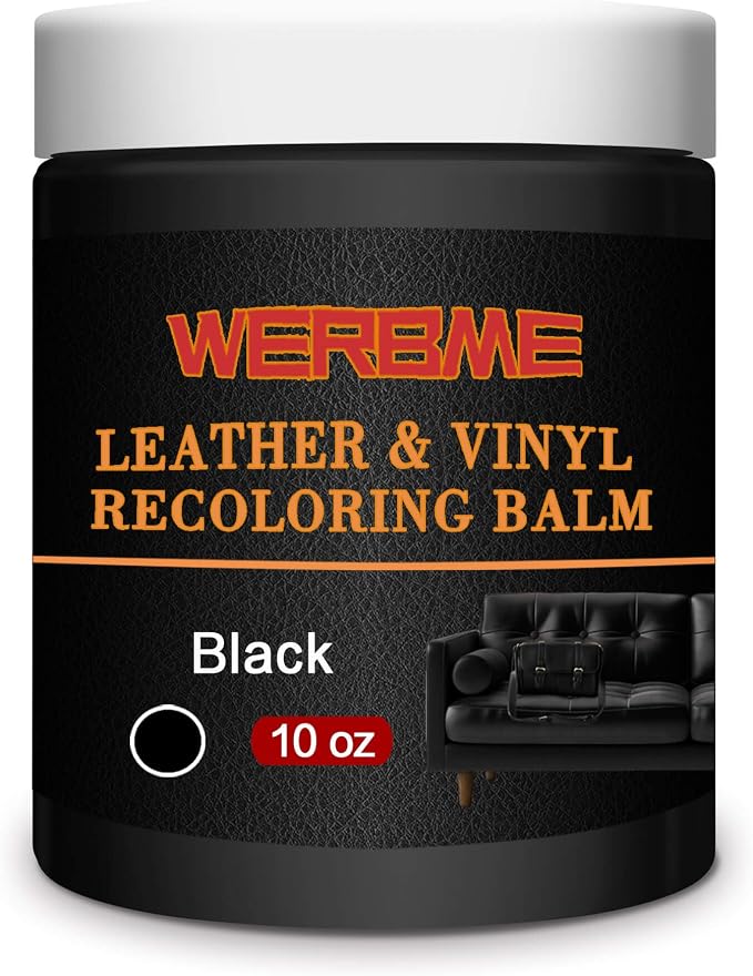Leather Recoloring Balm & Color Restorer - 10OZ Multipurpose Dye & Paint for Faded Leather Couches, Car Seats, Shoes | Fix Scratches on Clothing, Furniture & Accessories(Black)