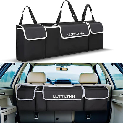 Trunk Organizer For Suv, Backseat Hanging Car Organizer And Storage,Large Capacity Foldable Trunk Organizer For Suv,Jeep/Truck/MPV,Car Accessories Interior(36"*10") Black