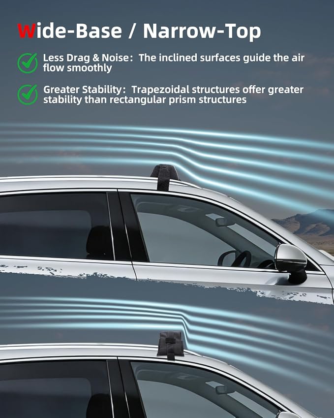 Abahub Soft Roof Rack Pads with 2 Tie Down Straps, 2 Tie Down Ropes, 2 Hood Loops and Storage Bag, for Surfboard, Kayak, Canoe, Heavy Duty Universal Car Roof Racks System