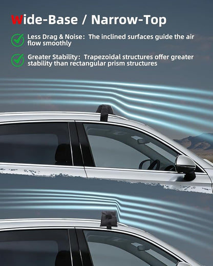 Abahub Soft Roof Rack Pads with 2 Tie Down Straps, 2 Tie Down Ropes, 2 Hood Loops and Storage Bag, for Surfboard, Kayak, Canoe, Heavy Duty Universal Car Roof Racks System