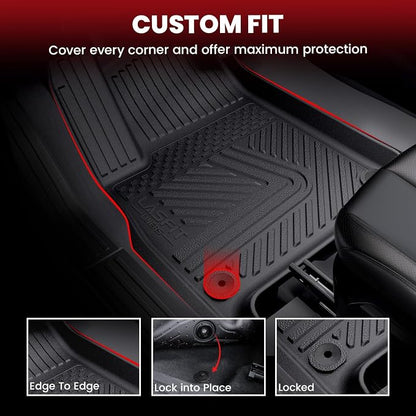 LASFIT Floor Mats for Rivian R1T 2025 2026, All Weather Floor Liner TPE Custom Fit Car Mats for Rivian R1T 1st & 2nd Row Rubber Mats, Black,Tasteless, Durable and Easy to Clean