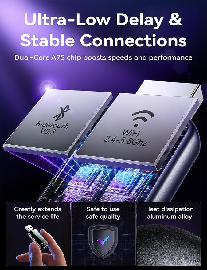 Carplay Wireless Adapter for iPhone, Latest Upgrade Carplay Dongle, Stable Fast Convert Wired to Wireless CarPlay, Plug & Play OTA Upgrade, for iPhone iOS 10+ & Cars with Wired CarPlay (Black)