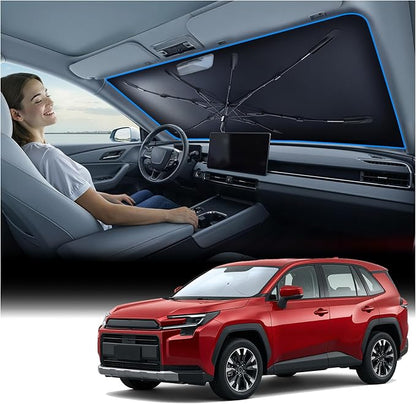 Nmoiss [Vinyl Coating Heat Shield] Windshield Sun Shade Umbrella Custom for Toyota RAV4 2019-2026, Block 99% UV Rays & Protect Interior Dashboard & Seats, RAV4 Accessories