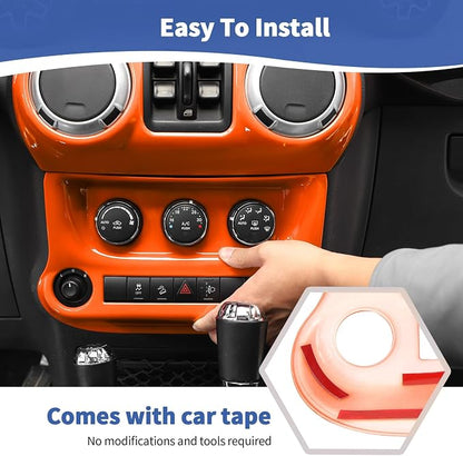 RT-TCZ for Jeep JK Orange Dash Accents Radio A/C Controls Cover Trim for Jeep Wrangler JK JKU 2011-2017 ABS Interior Accessories 2pcs