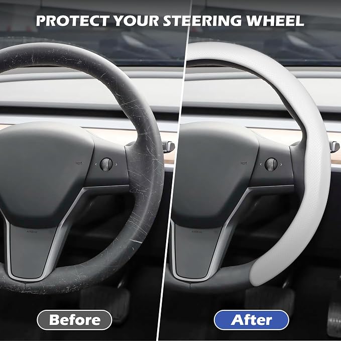 Frani Nappa Leather Steering Wheel Cover,Universal Fit 15 Inch-Premium Non-Slip Breathable Comfort Grip for Cars Trucks SUVs,Anti-Slip Durable Interior Upgrade White