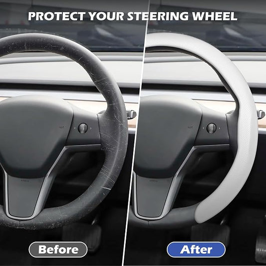 Frani Nappa Leather Steering Wheel Cover,Universal Fit 15 Inch-Premium Non-Slip Breathable Comfort Grip for Cars Trucks SUVs,Anti-Slip Durable Interior Upgrade White