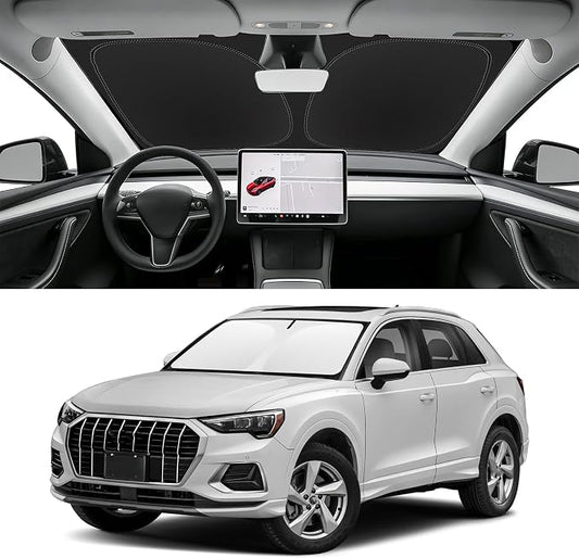 Custom Fit Windshield Sun Shade for Audi Q3 2019-2025, Blocks UV & Heat, Front Window Sunshade Accessories, Easy Fold & Store Keep Your Car Cooler