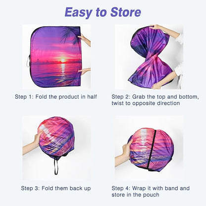 Windshield Sun Shade - Windshield Sun Shade Foldable, Car Sun Shade Windshield Keeps Interior Cool, Foldable Sunshade for Car Windshield with Storage Bag for Cars, SUVs, 55'' x 32''