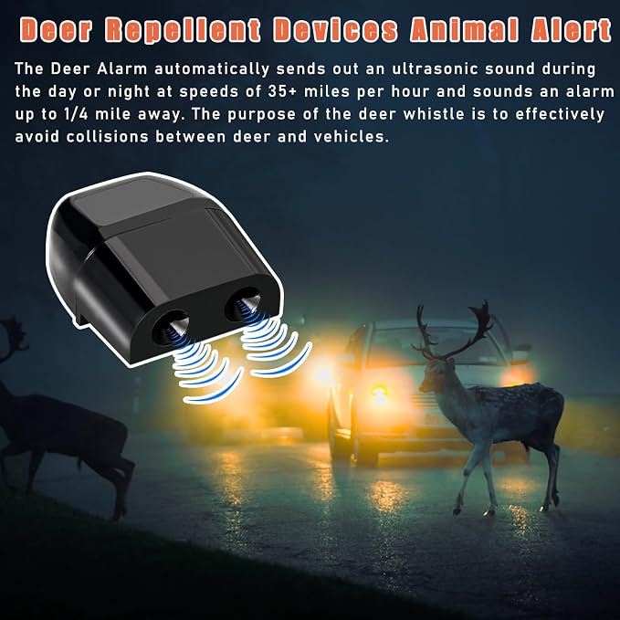 Dickno 4 PCS Deer Whistles for Car, Automotive Deer Warning Whistle Devices, Animal Warning Devices Avoids Collision, Universal Animal Alert Accessories for Vehicles (Black)