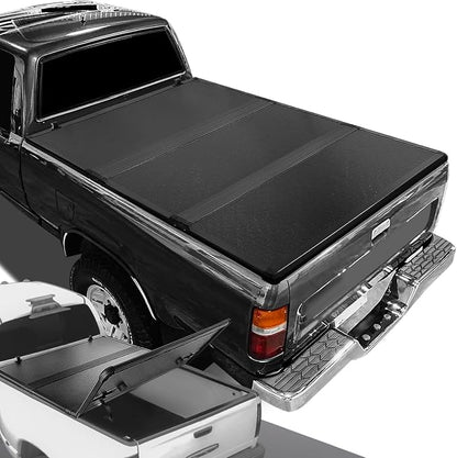 DNA Motoring New Upgrade Truck Bed Top Hard Solid Tri-Fold Tonneau Cover Compatible with 89-94 Toyota Pickup / 95-04 Tacoma 6' Bed, TTC-HARD-051