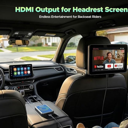 LAMTTO 3-in-1 Magic Video Box for Streaming Netflix/YouTube/TikTok, Wireless Carplay Adapter Dongle with USB Drive for OEM Wired Apple Car Play and Android Auto Cars