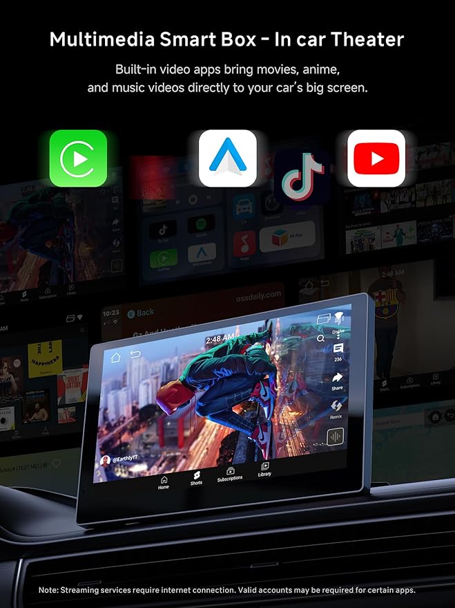 Wireless CarPlay Adapter, Magic AI Box with Dual-WiFi Stability Enjoy Video & Music Apps, Wireless CarPlay Box Compatible with Wired Factory CarPlay & Android Auto, Support for YouTube/Netflix