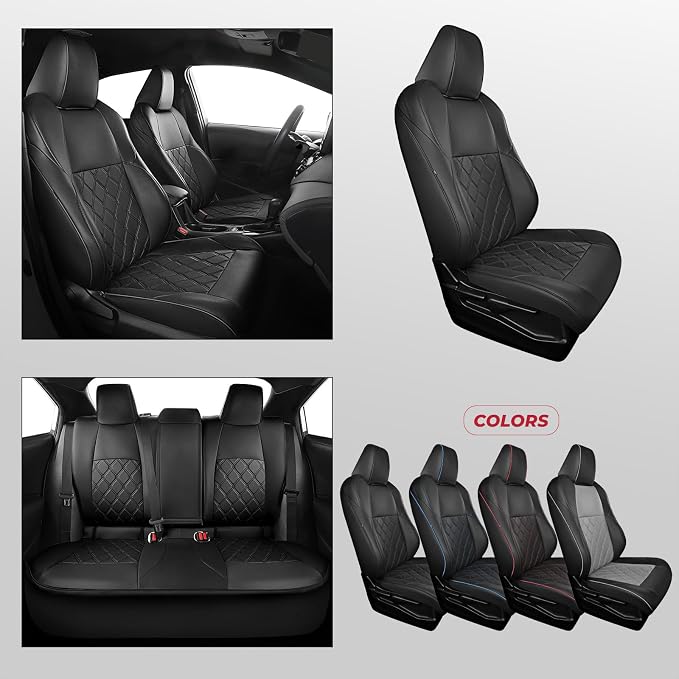 FREESOO for Toyota Corolla Seat Covers 2020-2026 SE/SE Apex Nightshade & 2023-2025 XSE & 2025 FX, Custom Car Seat Covers, Leather Car Seat Cover, Waterproof Seat Covers for Cars, Black Full Set
