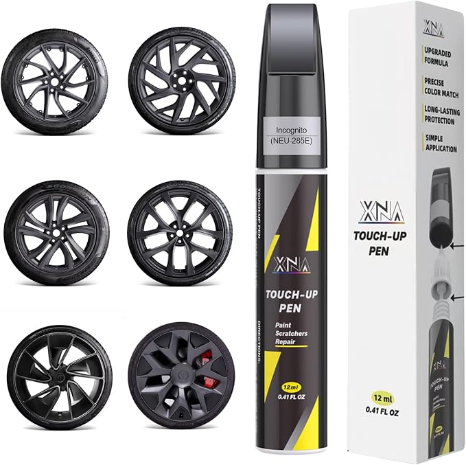 Rim Touch Up Paint(Incognito(NEU-285E)) for Tesla Model 3/Y/S/X Warp/Arachnid/Magnetite/Velarium/Perihelix/Machina Wheel, 2 in 1 Car Wheel Scratch Repair Kit, Quick & Easy Remover Curb Rash