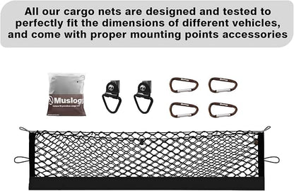 Muslogy Truck Bed Cargo Net Compatible with Nissan Frontier 2022-2025 2026 Accessories, Pickup Truck Bed Cargo Organizer Storage Net with Heavy Duty Carabiners