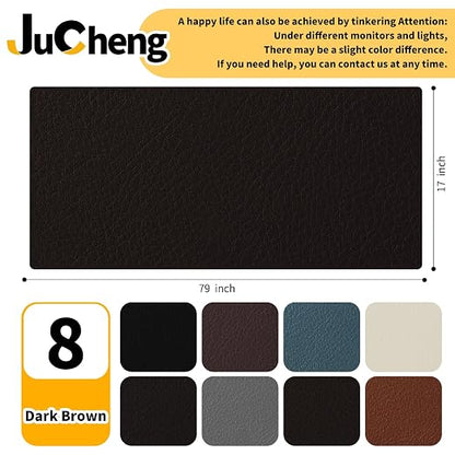 JuCheng Leather Repair Kit, 17X79 inch Leather Repair Patch Self-Adhesive Waterproof Patch & Glue for Furniture, Car Seats, Sofa, Couch, Vinyl for Tears & Scratches (Dark Brown, 17X79 inch)