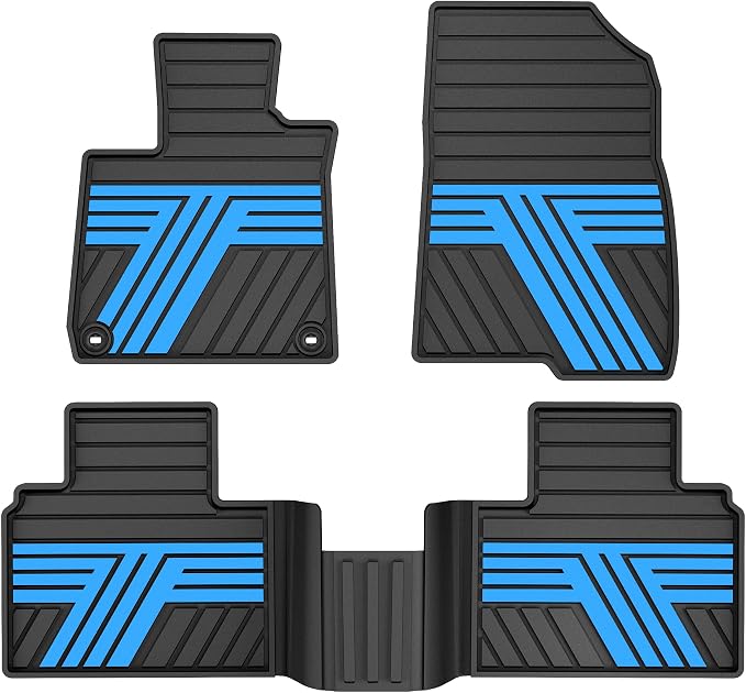 Floor Mats Fit for 10th Gen Honda Accord 2022 2021 2020 2019 2018 Sedan (Gasoline & Hybrid), All Weather Rubber Custom Fit Anti-Slip Floor Liners,1st & 2nd Row, Black & Blue