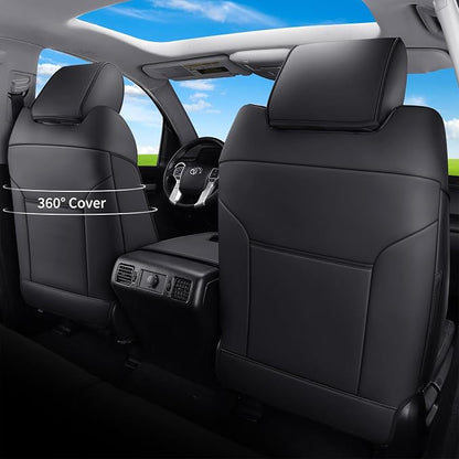Huidasource Tacoma Front&Back Car Seat Covers, Automotive Seat Cushion Fit for 4th Gen Toyota Tacoma 2024-2026 Double&Crew Cab Trailhunter SR SR5 Limited TRD Sport/Off Road (Full Set/Black&Blue)