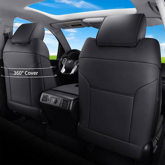 Huidasource Tacoma Front&Back Car Seat Covers, Automotive Seat Cushion Fit for 4th Gen Toyota Tacoma 2024-2026 Double&Crew Cab Trailhunter SR SR5 Limited TRD Sport/Off Road (Full Set/Black&Blue)