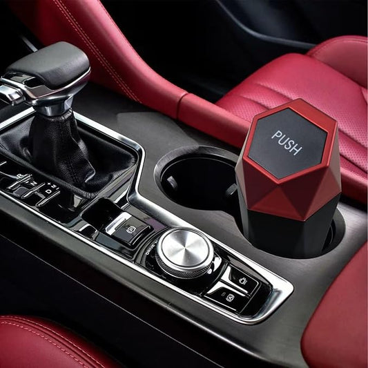 BFXM Car Trash Can with Lid, Garbage Bin for Women, Cute Interior Accessories for Seat Cup Holder, Organization Car Must Haves Essentials Mini Trash Can with Garbage Bag