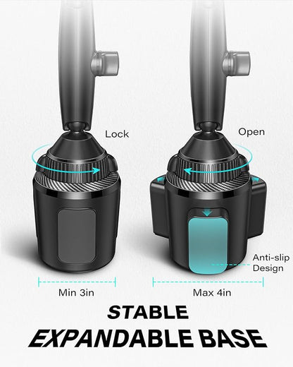 APPS2Car Upgraded for QI2 Magsafe Cup Holder Charger, Car Mount Charger 15W Fast Charging, Wireless Magnetic Cell Phone Stand with Tri-Pivot Arm for iPhone 17 Air Pro Max Plus 16 15 14 13 12