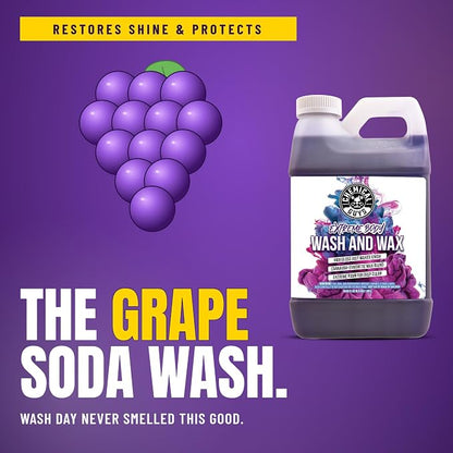 Chemical Guys Extreme Bodywash & Wax Foaming Car Wash Soap - Soap for Foam Cannons, Foam Guns, or Bucket Washes for Cars, Trucks, Motorcycles, RVs, and More, Grape Scent - 128 oz (1 Gallon)