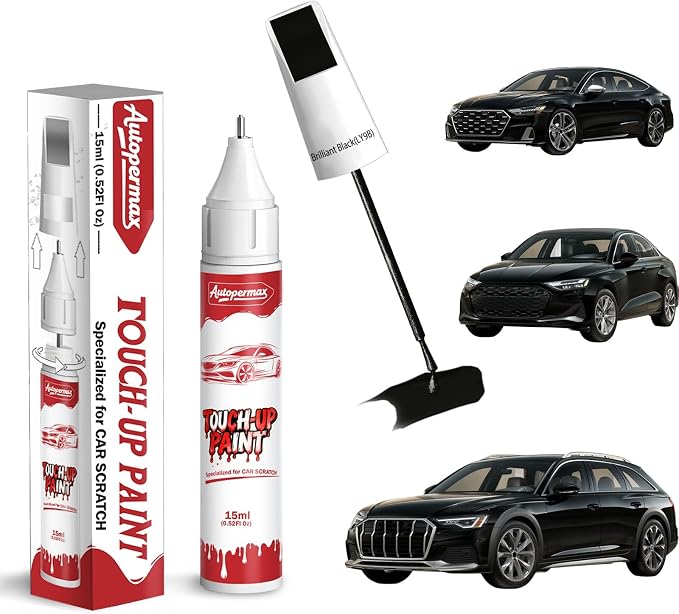 LY9B Brilliant Black Car Touch Up Paint for Audi, Color Accurate Two-In-One Car Paint Scratch Repair Pen, Professional Scratch Remover for Vehicles Chips and Nicks Scuff