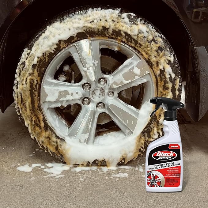 Black Magic 120228 Intense Foam Wheel & Tire Cleaner, High-Foaming Formula for Deep Cleaning, Removes Dirt, Grime & Brake Dust – Safe on All Wheels, 22 Fl Oz