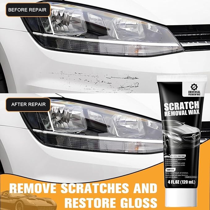 Car Scratch Remover (2-Pack) - Premium Auto Paint Restorer Wax to Easily Repair Minor Scuffs, Blemishes & Oxidation, Includes Applicator Sponge & Microfiber Towel