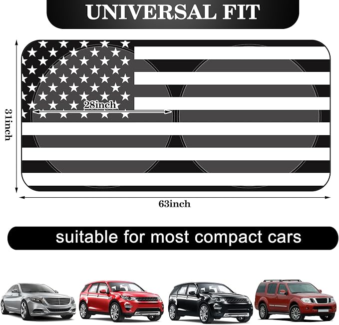 Woanger Windshield Sun Shade Foldable Car Front Window Covers for Car Accessories Sun Heat UV Rays Visor Protector Protection for Universal Cars SUV Truck (Flag)