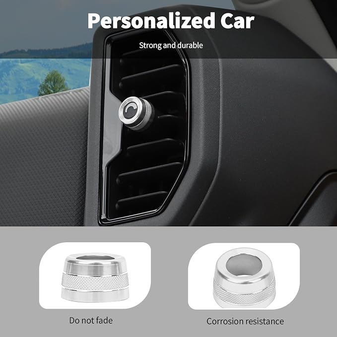 Linskip Aluminum Vent Knob Covers Compatible with Ford Bronco Sport 2021-2024, Dash Air Vent Knob Trim Kit for Bronco Sport Interior Accessories(Silver)