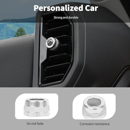 Linskip Aluminum Vent Knob Covers Compatible with Ford Bronco Sport 2021-2024, Dash Air Vent Knob Trim Kit for Bronco Sport Interior Accessories(Silver)