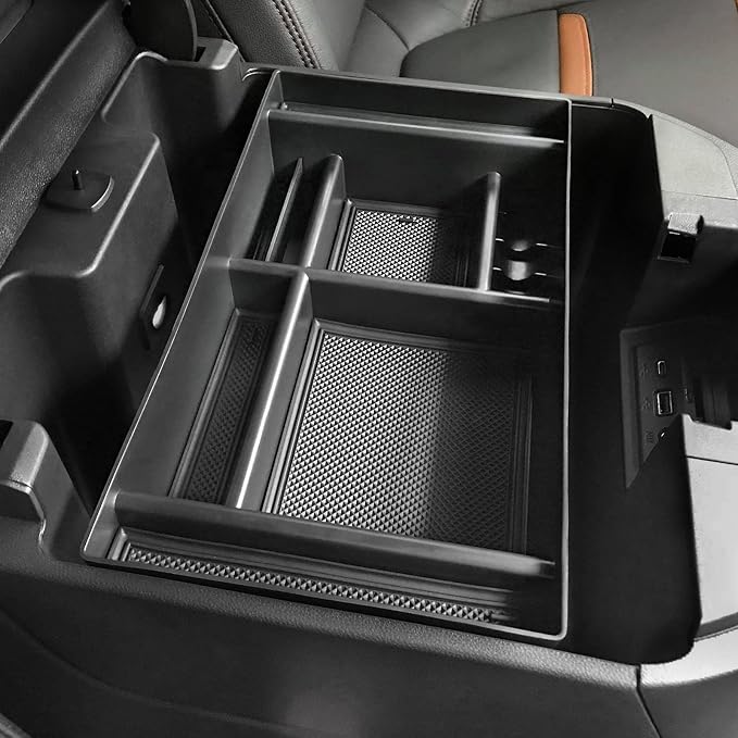 PIMCAR Center Console Organizer for 2019-2022 Chevy Silverado 1500/GMC Sierra 1500 & 2020-2023 Silverado/Sierra 2500HD/3500HD | Full Console Bucket Seats Only | Black Interior Trim Accessory