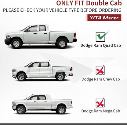 YITAMOTOR 6 inches Running Boards Compatible with 2009-2018 Dodge Ram 1500, 2019-2024 Ram 1500 Classic Quad Cab, Side Step Nerf Bars Side Bars