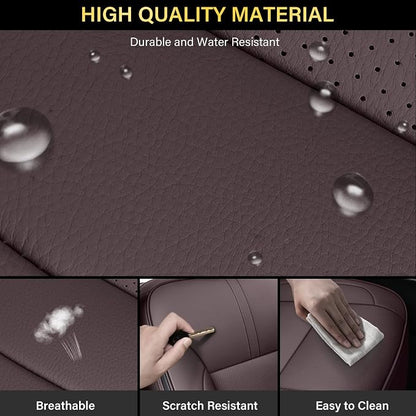 Coverado Silverado Seat Covers Full Set, Faux Leather Car Seat Covers Fit for Chevy Silverado GMC Sierra 2007-2013 & 2019-2026 1500, 2020-2026 2500HD 3500HD Crew Double Extended Cab(Brown)