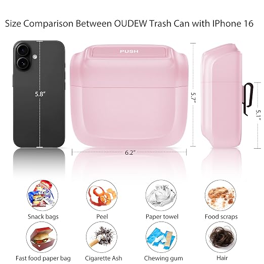 Car Trash Can with Lid, Built-in Storage Garbage Bag, Leakproof Vehicle Trash, Car Accessories for Interior, Mini Garbage Bin for Automotive, Office, Kitchen, Bedroom, with 60pcs Trash Bags,2Pcs