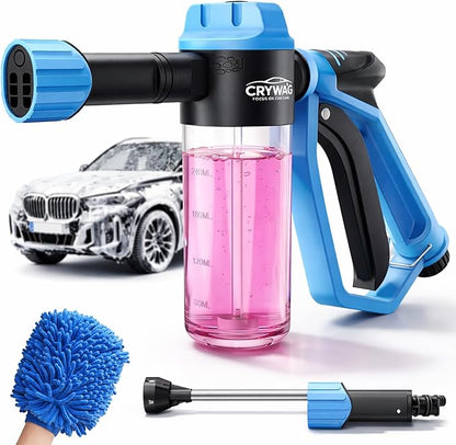 Car Wash Foam Gun for Garden Hose, Foam Cannon Kit with Microfiber Wash Mitt, Extra Nozzle, 3 Spray Modes & 50% Higher Water Pressure, Hose Foam Blaster for Cars, Trucks, RVs, Motorcycles