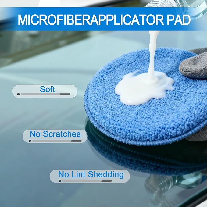 6PCS Wax Applicator Pads, 5" Microfiber Applicator Pad with Finger Pocket, Foam Buffing Pad for Car Detailing & Cleaning