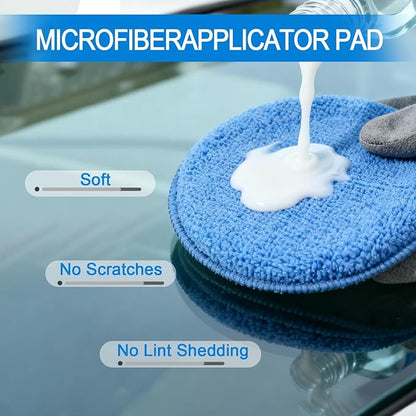 6PCS Wax Applicator Pads, 5" Microfiber Applicator Pad with Finger Pocket, Foam Buffing Pad for Car Detailing & Cleaning