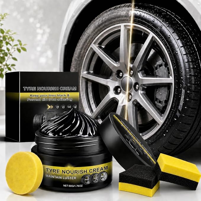 Tyre Nourish Cream, Advanced Tire Wax Black for Ultimate Wheel Shine, Long-Lasting Ceramic Tire Coating, Waterproof and UV Protection Tire Polish Paste for Cars, Trucks and Motorcycles