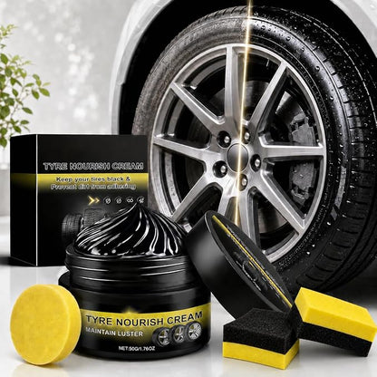 Tyre Nourish Cream, Advanced Tire Wax Black for Ultimate Wheel Shine, Long-Lasting Ceramic Tire Coating, Waterproof and UV Protection Tire Polish Paste for Cars, Trucks and Motorcycles