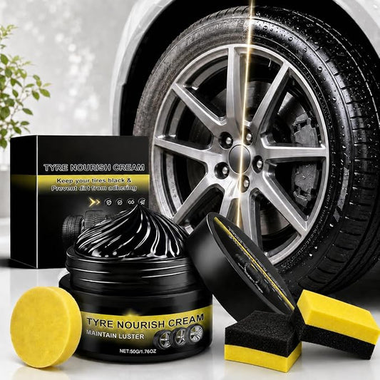 Tyre Nourish Cream, Advanced Tire Wax Black for Ultimate Wheel Shine, Long-Lasting Ceramic Tire Coating, Waterproof and UV Protection Tire Polish Paste for Cars, Trucks and Motorcycles