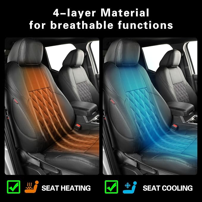 coverdream 2024 2025 2026 Tacoma Seat Covers Full Set for Toyota Tacoma 4th Gen Double/Crew Cab SR,SR5,TRD Sport,TRD Off-Road,Limited,Fully Covered,Waterproof Leather Seat Protector(Black & Diamond)
