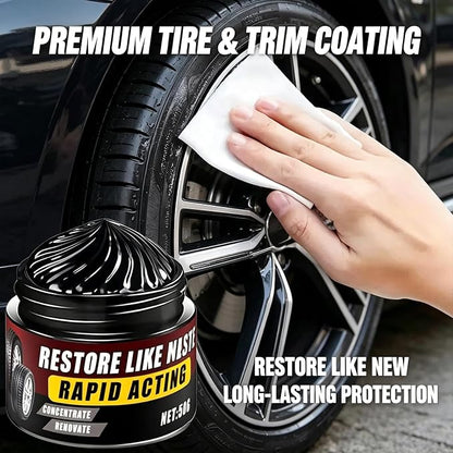 Premium Tire Coating & Trim Restorer, Restores Deep Black Shine with Ceramic Coating, UV Protection for Rubber Plastic Bumpers, Long-Lasting Car Detailing Kit (50ml 1PC)