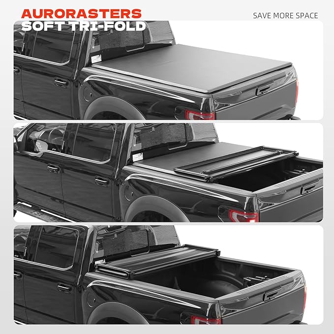 Soft Tri-Fold Truck Bed Tonneau Cover for 2016-2025 2026 Toyota Tacoma Fits 5FT Bed (60.5") | Only for Models with The Deck Rail System | Tacoma Accessories 2016-2023