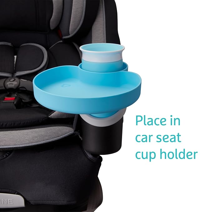 Munchkin Carseat Tray with Miracle 360 Sippy Cup for Toddlers 1-3 - Travel & Road Trip Accessory for Kids, Mess-Free Snacking and Spill Proof Drinking in The Car, Blue