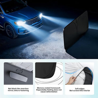 Windshield Sun Shade for Kia Sorento 2016-2026 Sunshade 300T Windshield Cover Shield Protector Blocks UV Rays Custom Fit Sorento Front Window Shades Windshield Accessories Keep Cool Foldable