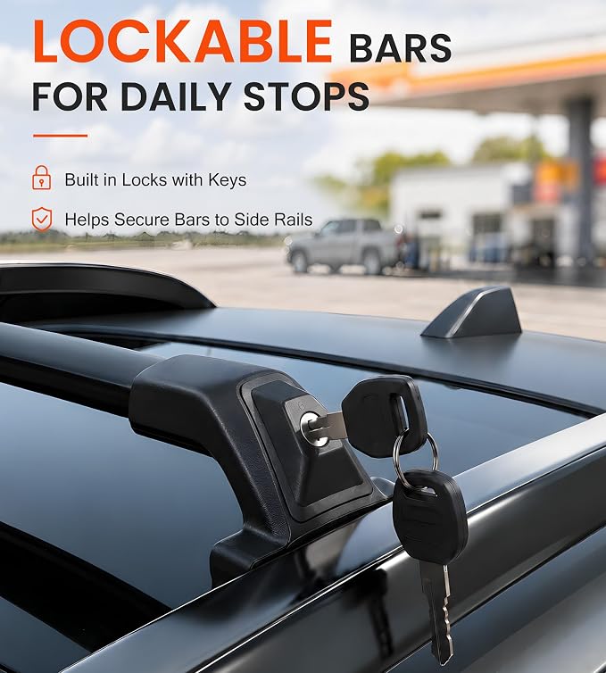330 LBS Lockable Roof Rack Cross Bars Fit for 2025-2026 Chevrolet Equinox with Raised Side Rails (NOT for EV), Aluminum Crossbars for Rooftop Cargo Carrier Kayak Bike, Sunroof Friendly